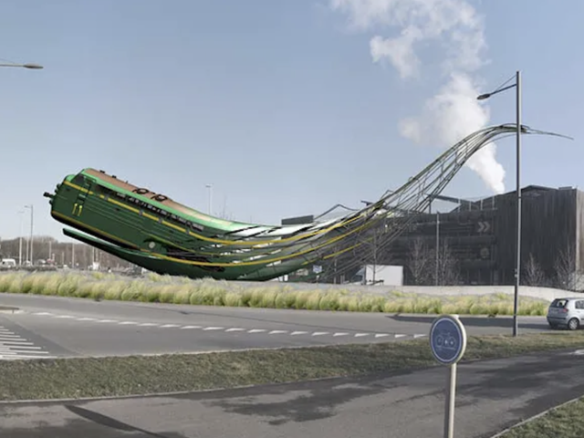 Brussels traffic circle gets eye-catching ‘Moby Train’ artwork