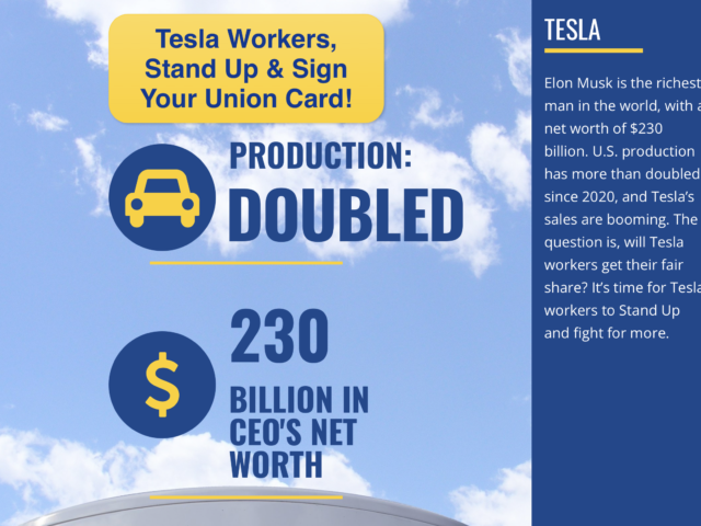 US Auto Workers Union roept Tesla-werknemers op: 'Sta op!